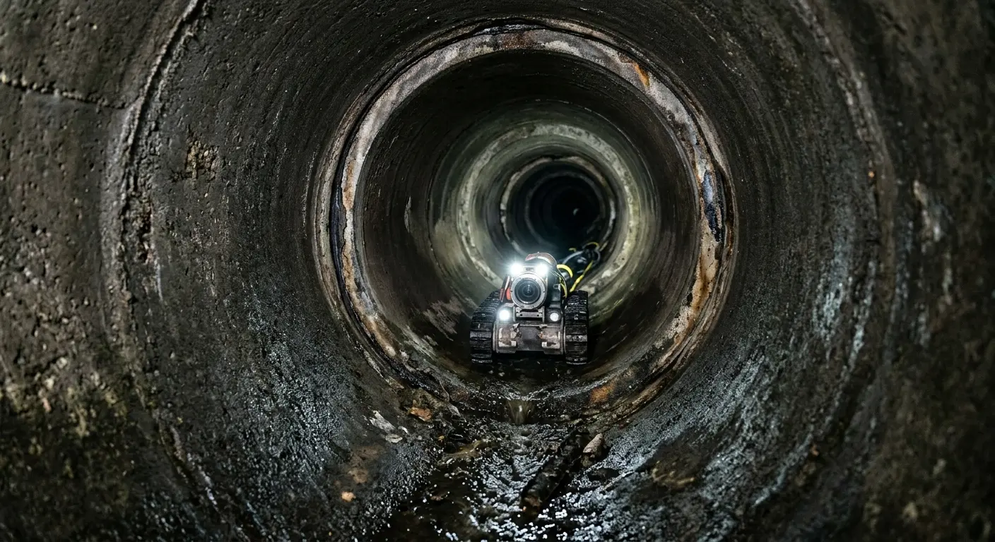Robotic sewer camera inspecting pipe interior for Sewer Line Repair in Owosso